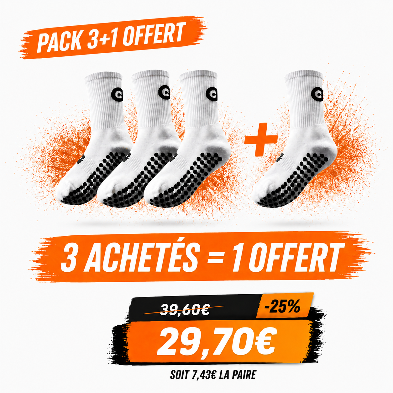 Chaussettes anti dérapante GrypZ - Pack Promo 3+1