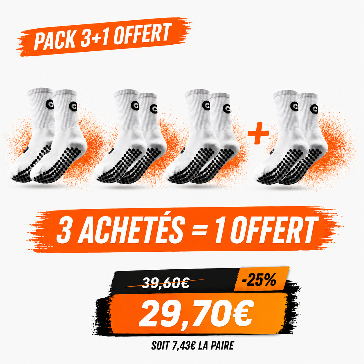 Chaussettes anti dérapante GrypZ - Pack Promo 3+1
